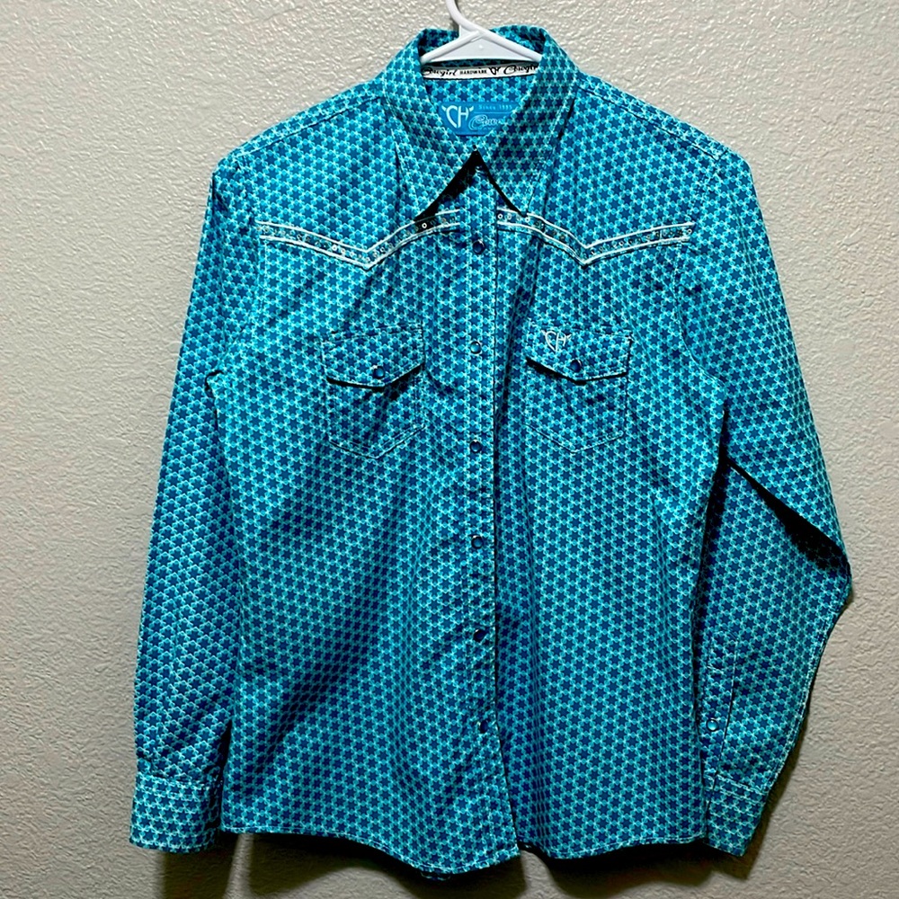 Cowgirl Hardware Girl's Turquoise Wild Gem Long Sleeve Western Shirt Size XL